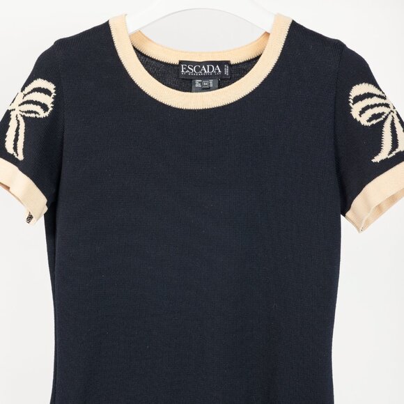 Escada by Margaretha Ley Navy Wool-Knit Piped Sweater & Skirt Set - Picture 5 of 16